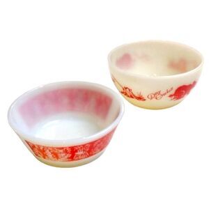 Two Vintage Anchor Hocking Fire King Ovenware Cereal Bowls
